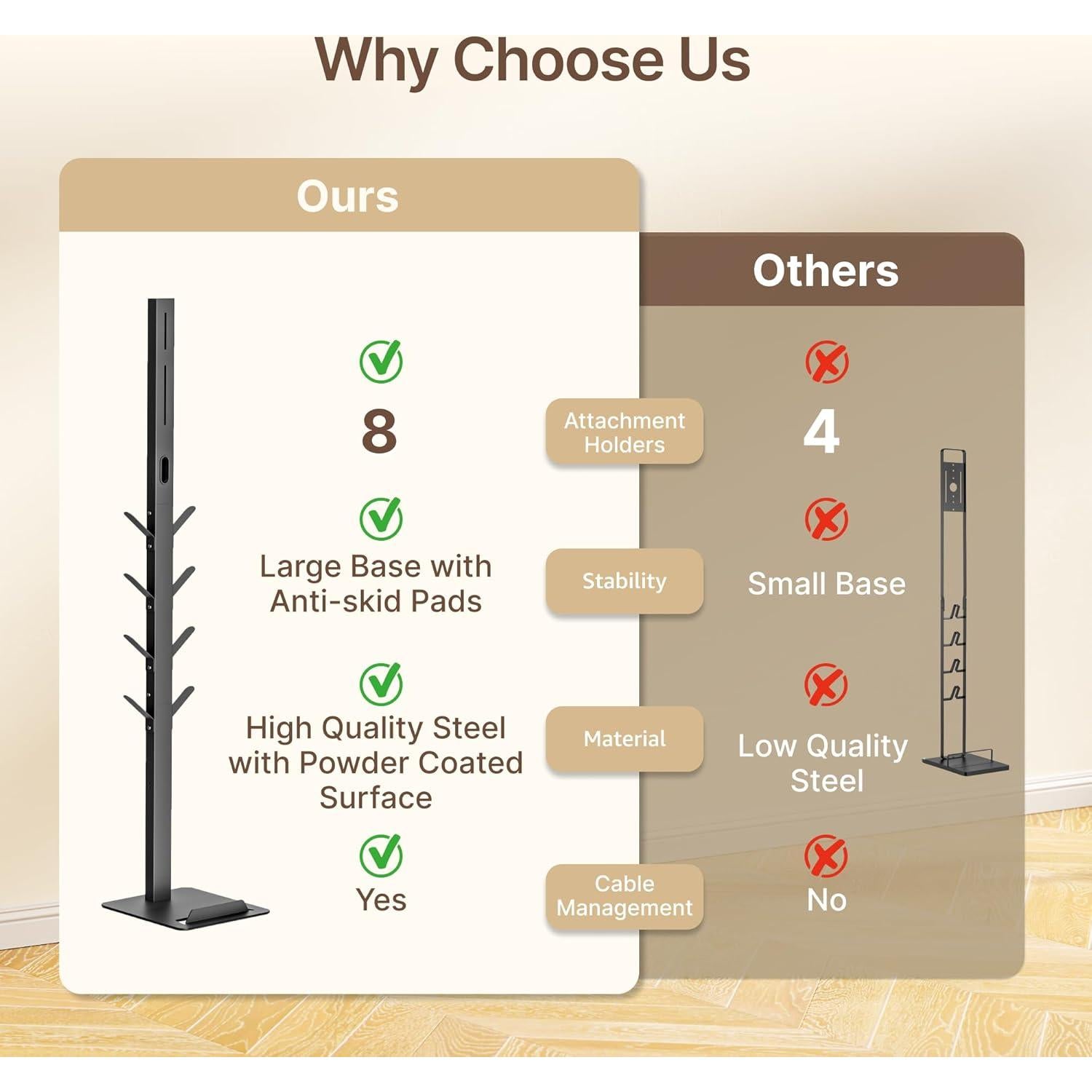 Soporte para Aspiradora Inalámbrica PEGZONE con 8 Ganchos Negro