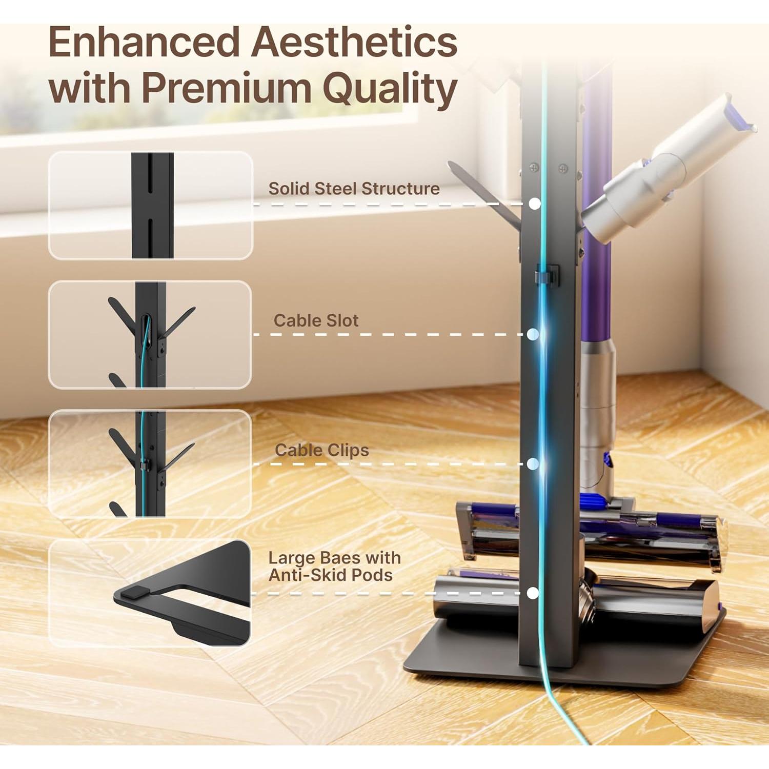 Soporte para Aspiradora Inalámbrica PEGZONE con 8 Ganchos Negro