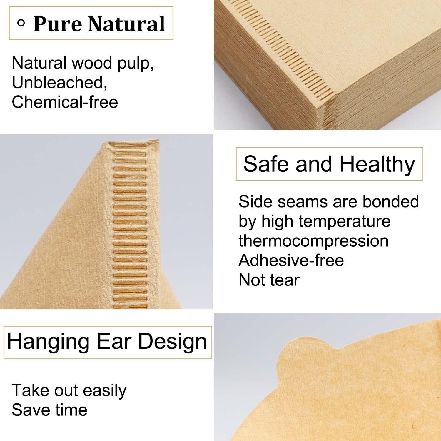 Filtros de café en cono Revelook V02, 100 unidades, 1-4 tazas