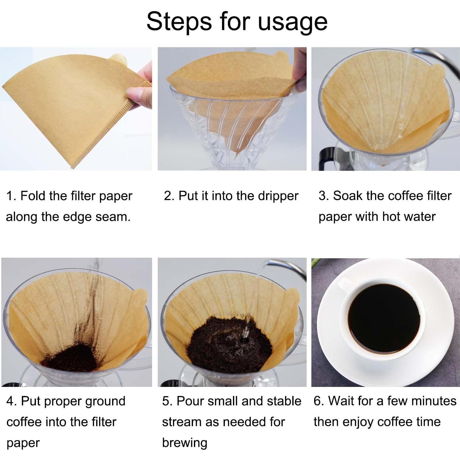 Filtros de café en cono Revelook V02, 100 unidades, 1-4 tazas