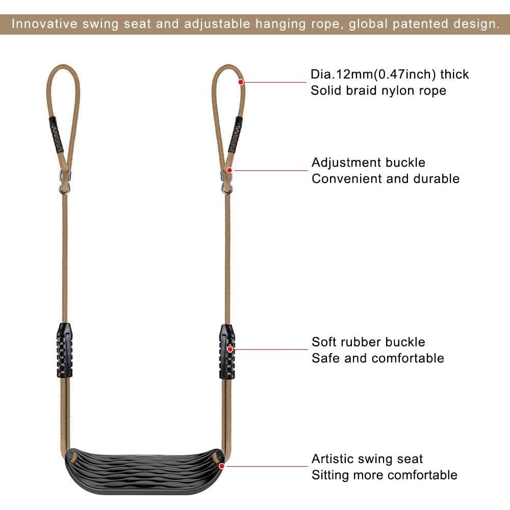 Asiento de Columpio de Plástico SELEWARE Negro Antideslizante