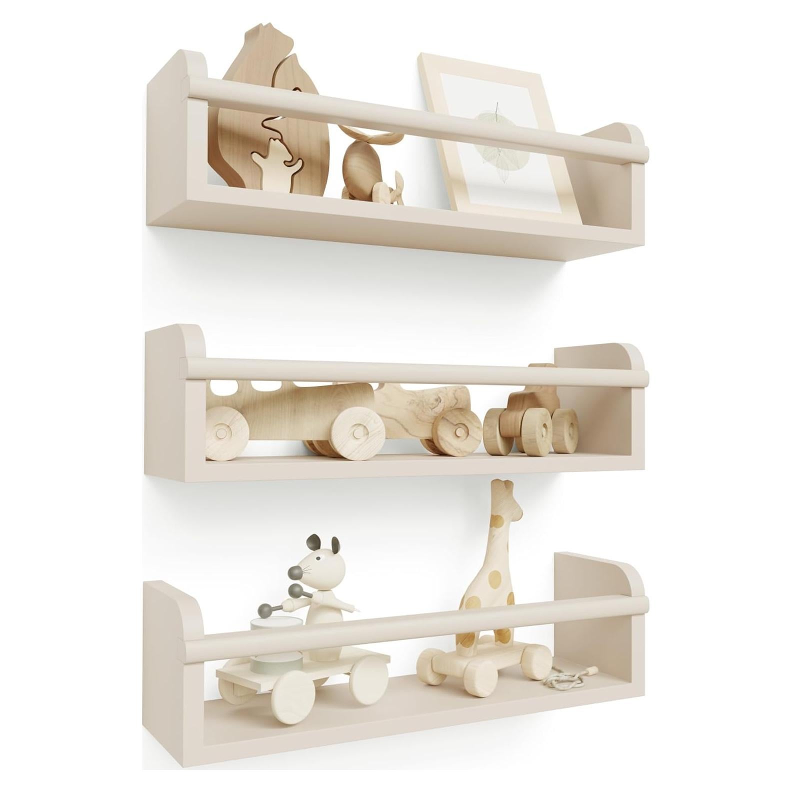 Estantes Flotantes Beige ZICOTO - Juego de 3 para Guardería