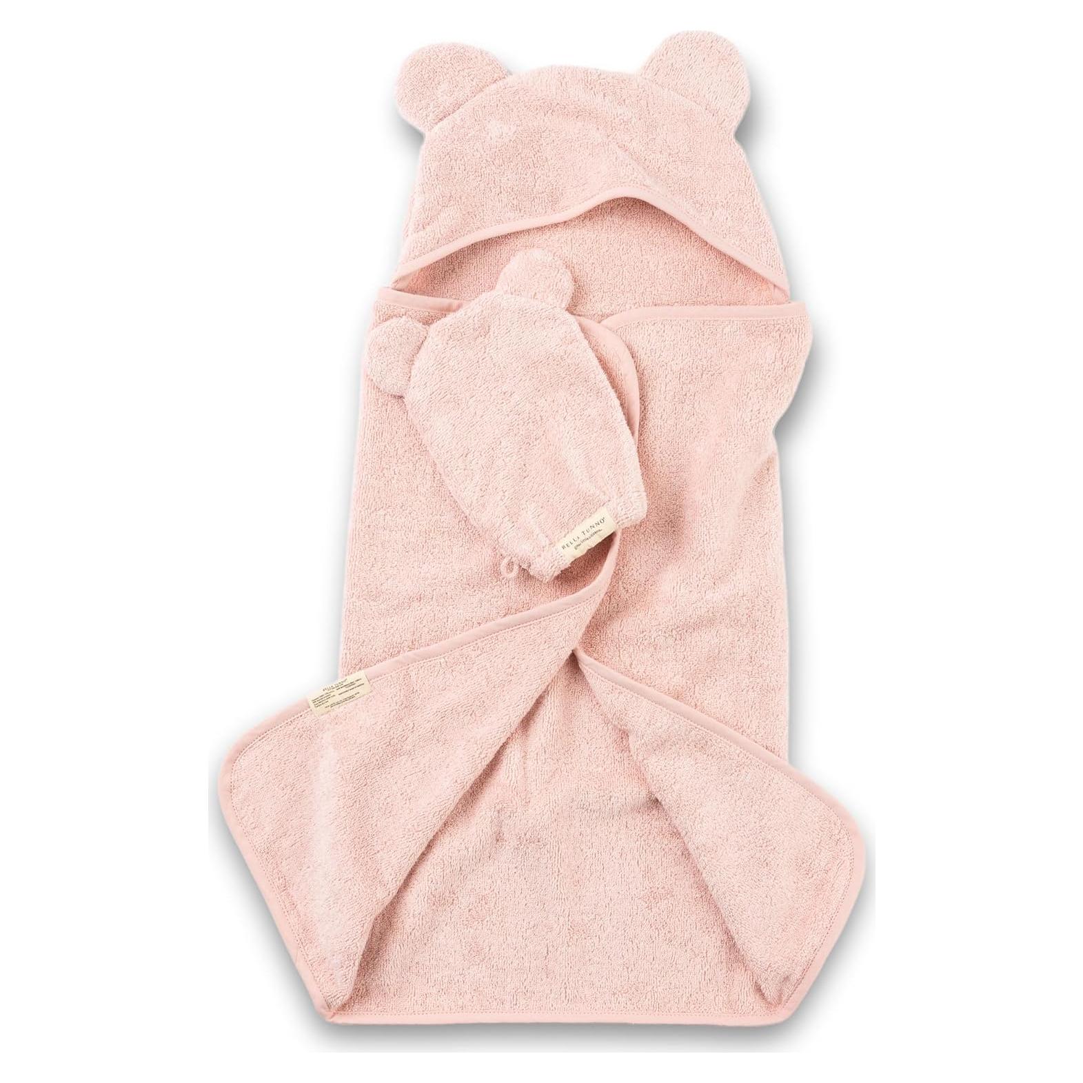 Conjunto de Toalla de Baño con Capucha Bella Tunno Rosa