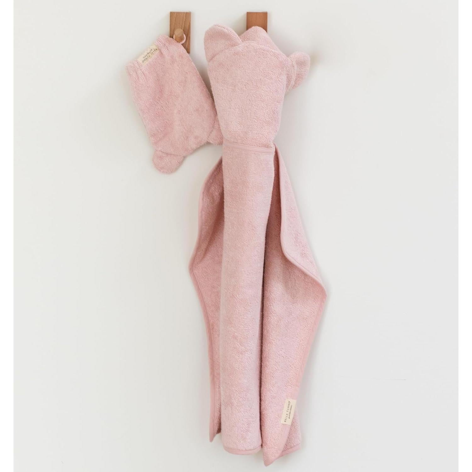 Conjunto de Toalla de Baño con Capucha Bella Tunno Rosa