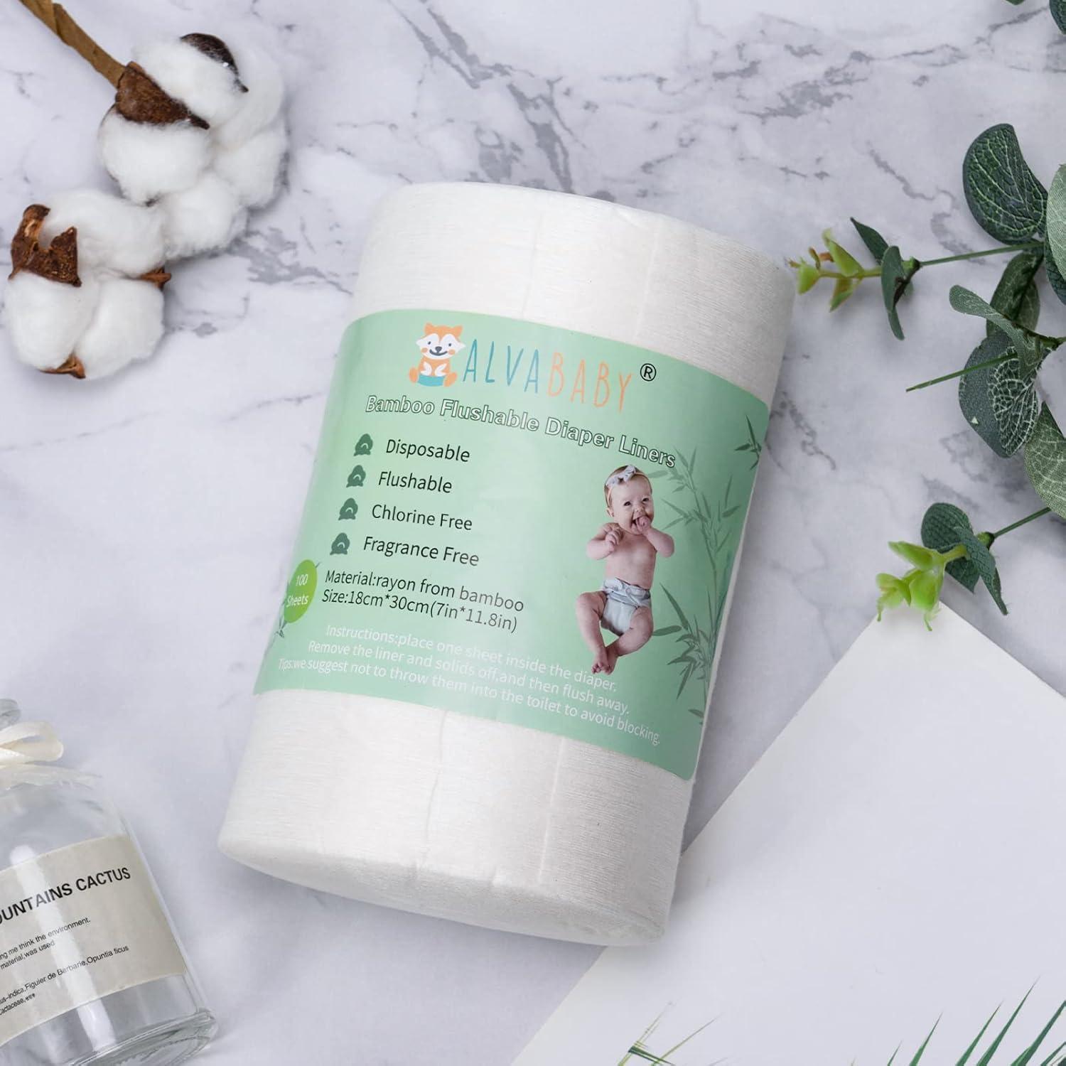 Forros Desechables para Pañales de Tela ALVABABY 100 Hojas 30x18 cm