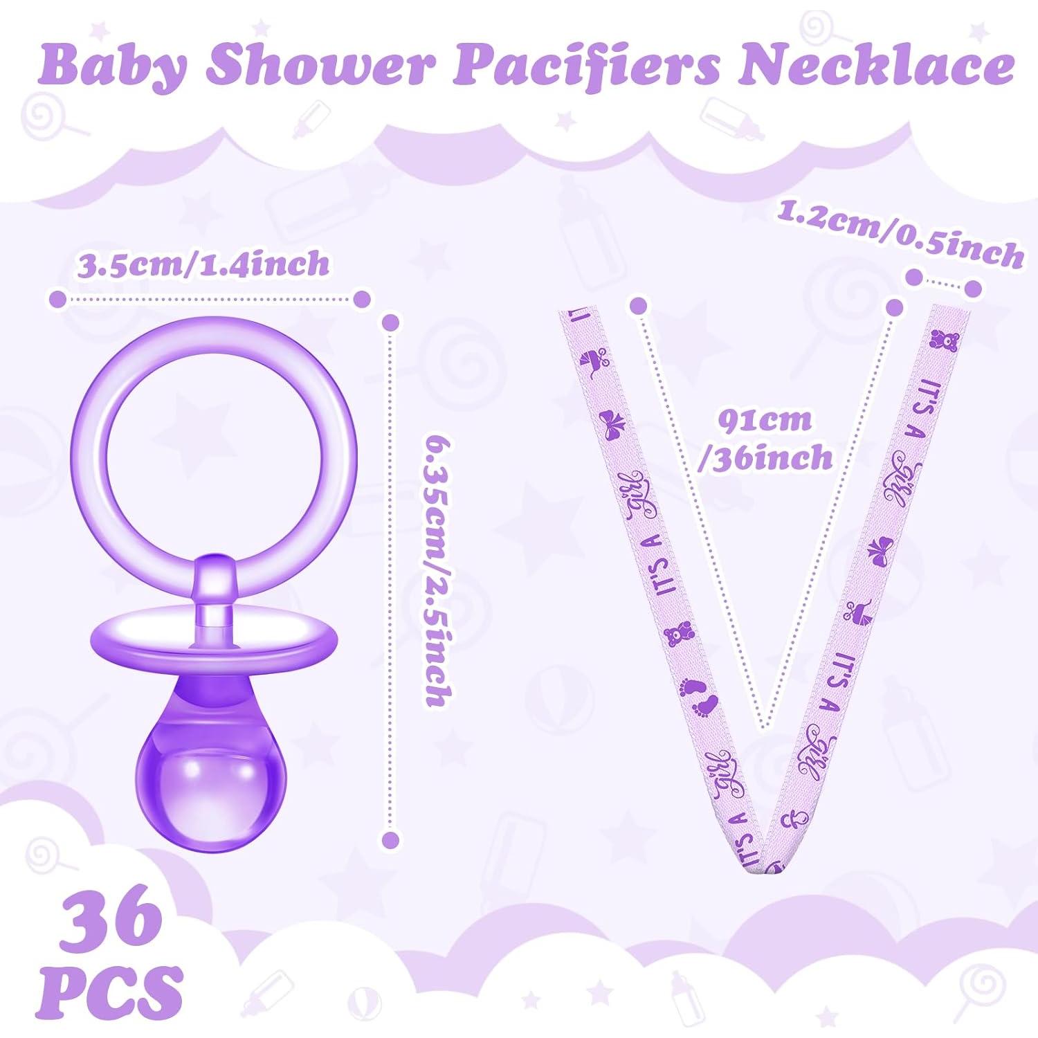 36 Chupetes Acrílicos para Baby Shower Tigeen - Púrpura