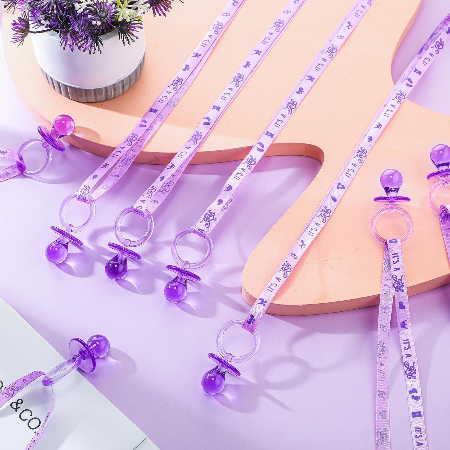 36 Chupetes Acrílicos para Baby Shower Tigeen - Púrpura