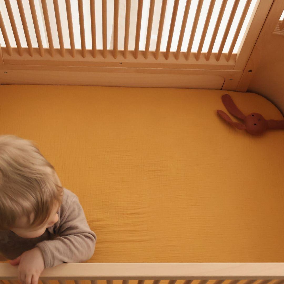 Sábanas para Cuna Huxie - Algodón Orgánico 28" x 52" Amarillo