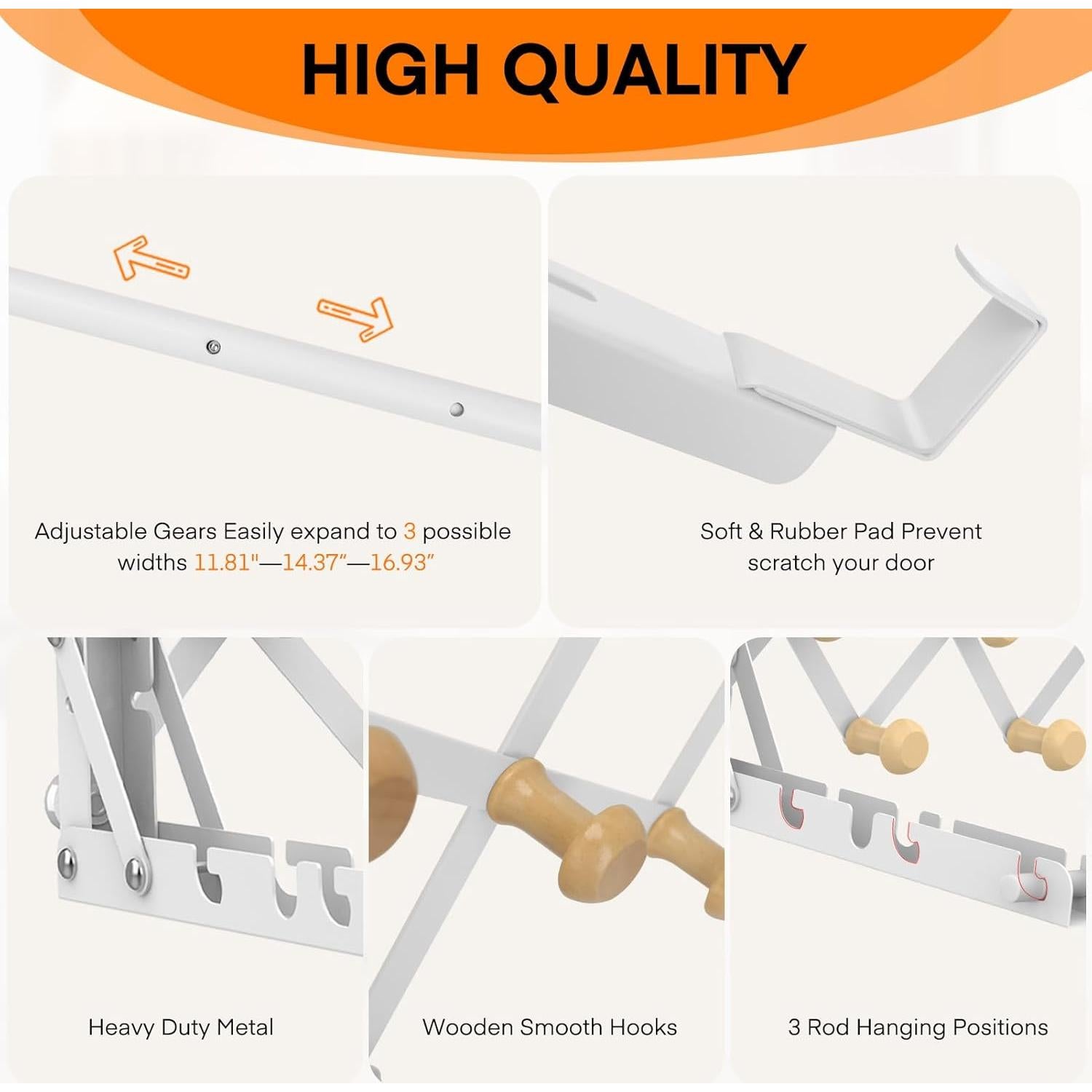 Estante de Secado sobre la Puerta FYY - 7 Ganchos Plegable Blanco