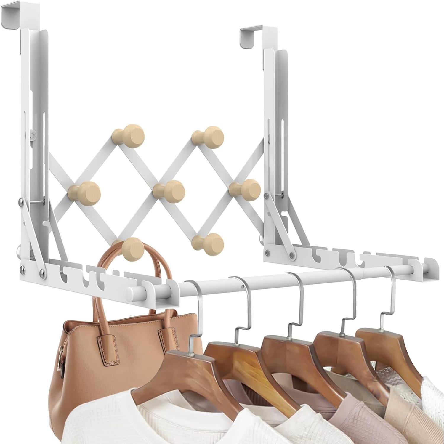 Estante de Secado sobre la Puerta FYY - 7 Ganchos Plegable Blanco