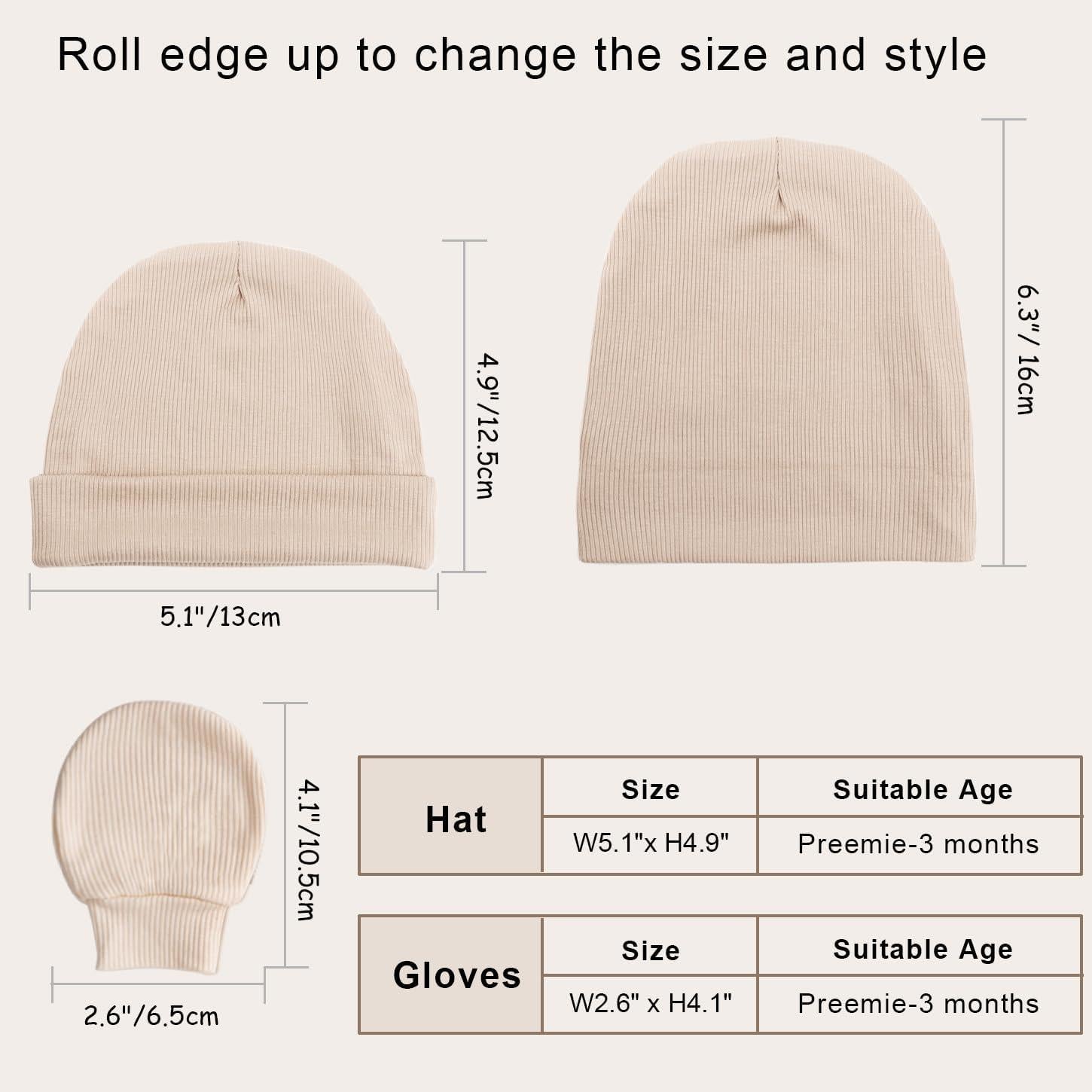 Conjunto de Gorro y Manoplas AQOKKA Bebés 0-3 Meses Unisex