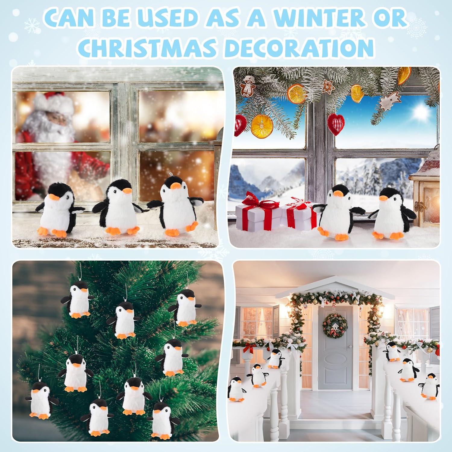 30 Mini Pingüinos de Peluche Motionchic 13 cm Negros