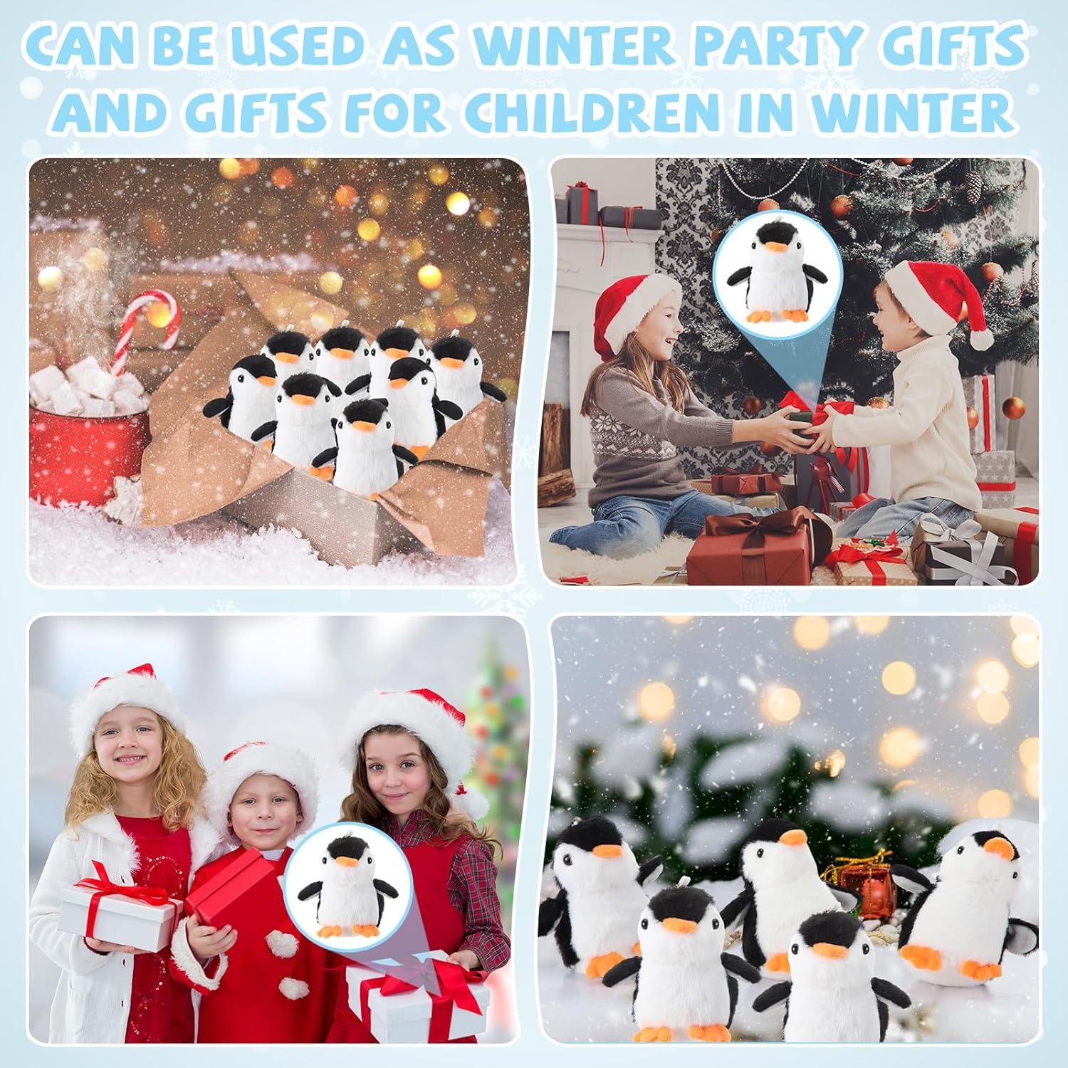 30 Mini Pingüinos de Peluche Motionchic 13 cm Negros