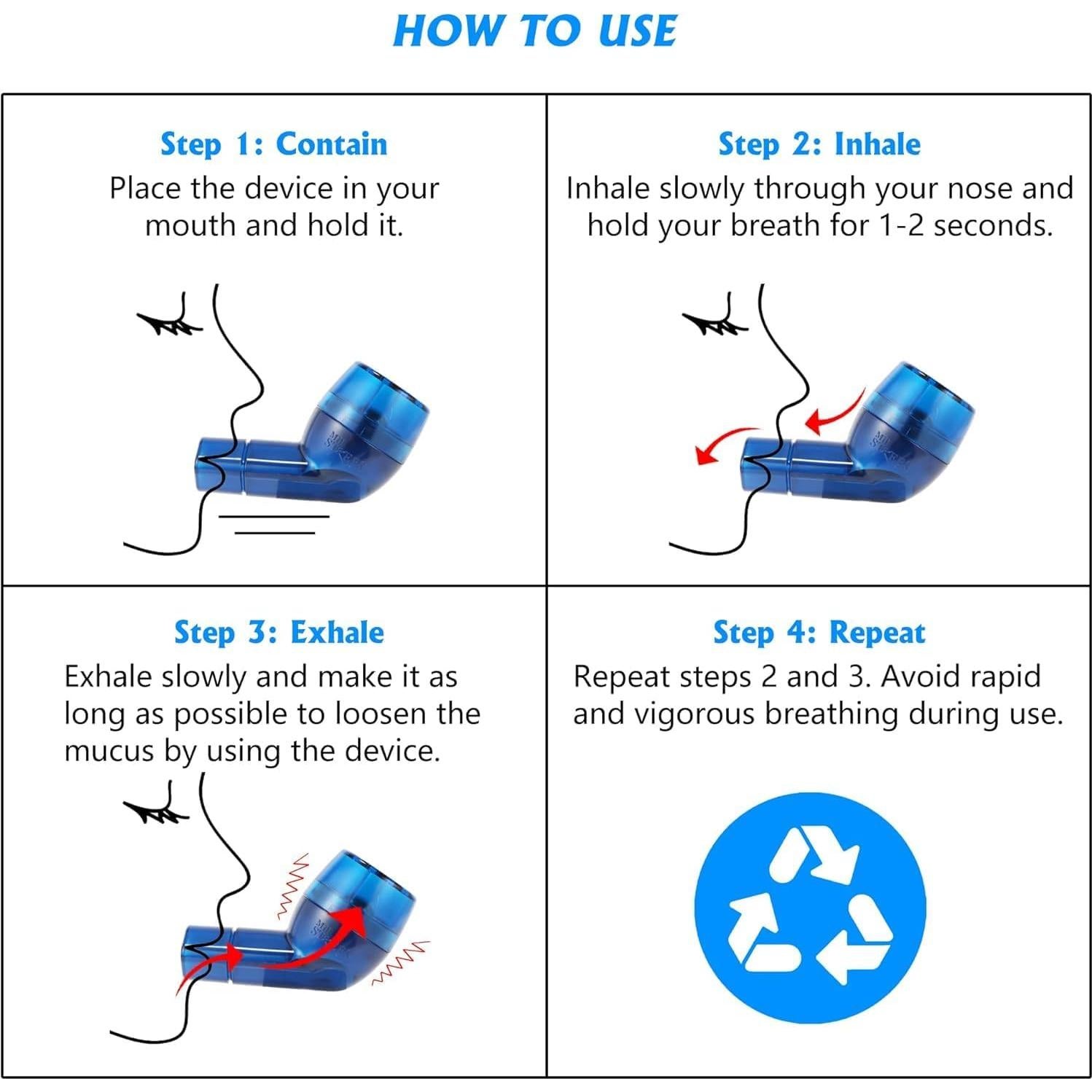 Dispositivo de Ejercicio Respiratorio MILLSTEPS OPEP - Alivio Mucosidad