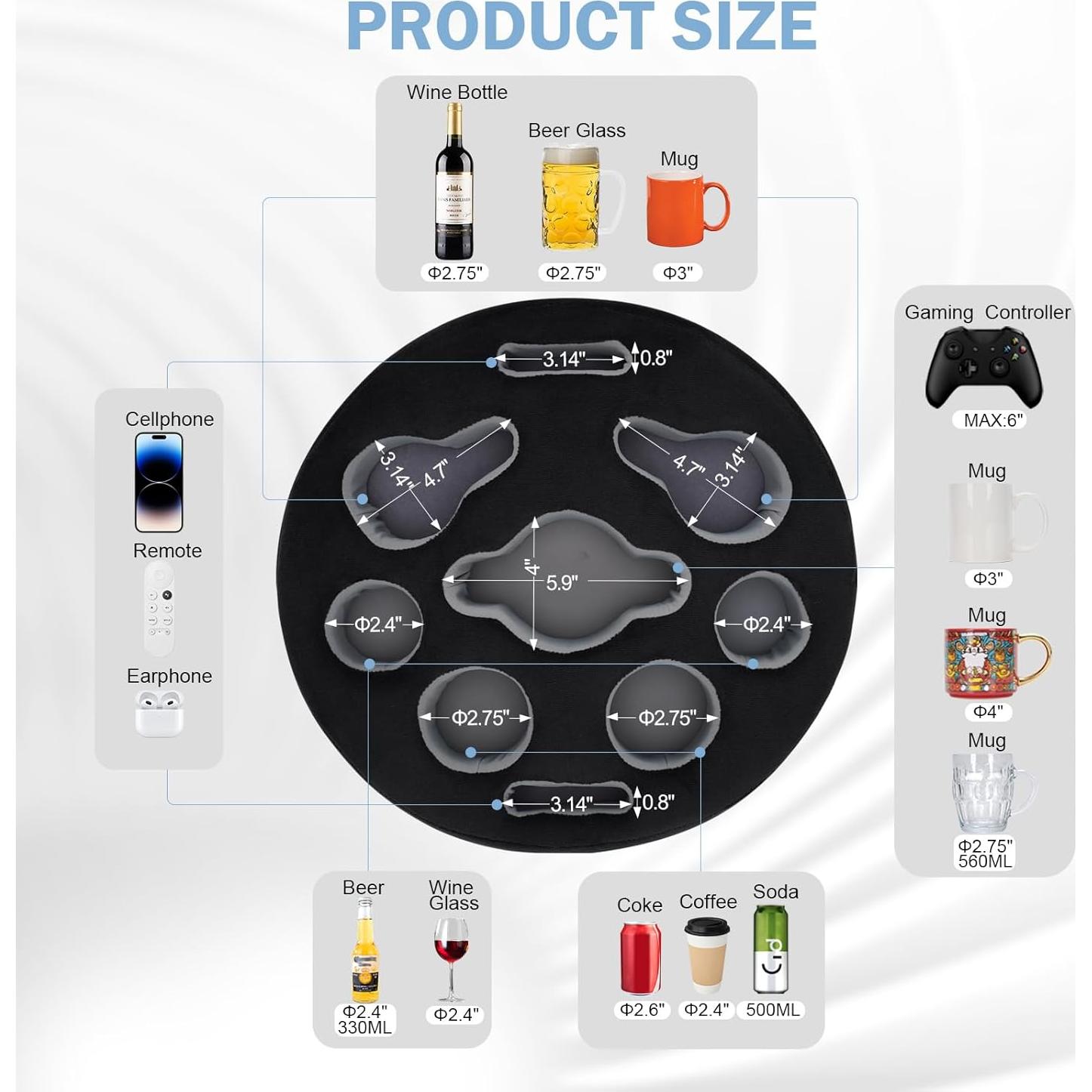 Cojín Soporte para Tazas FDMGEL Negro - Previene Derrames