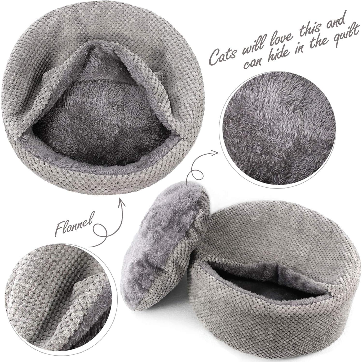 Cama para Gatos Winsterch - Redonda Suave Gris 32x32 cm