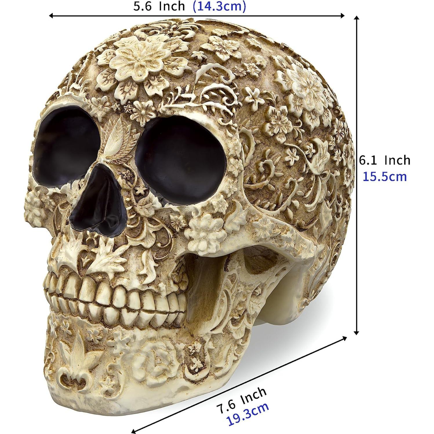 Calavera de Resina Natural READAEER 19.3x14.2x15.5 cm Decoración