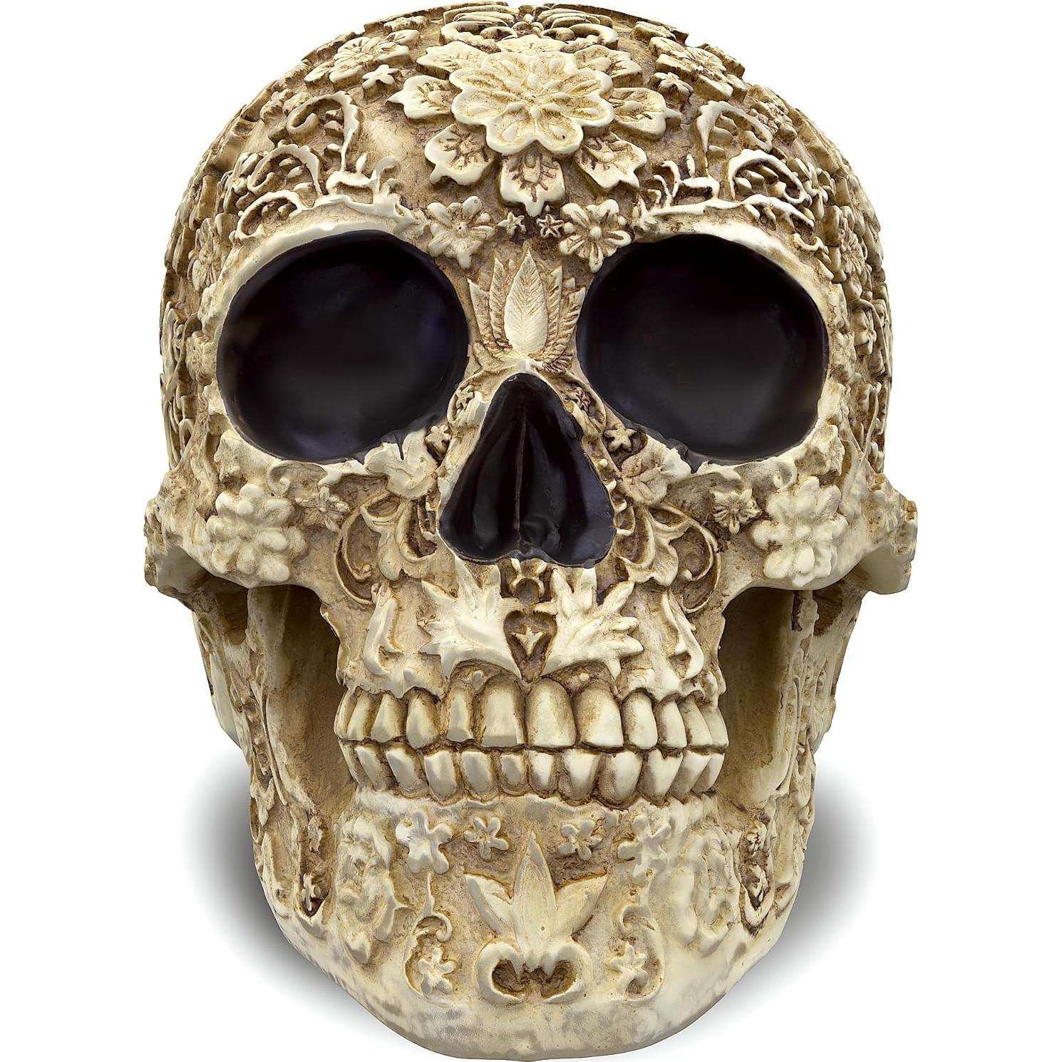 Calavera de Resina Natural READAEER 19.3x14.2x15.5 cm Decoración