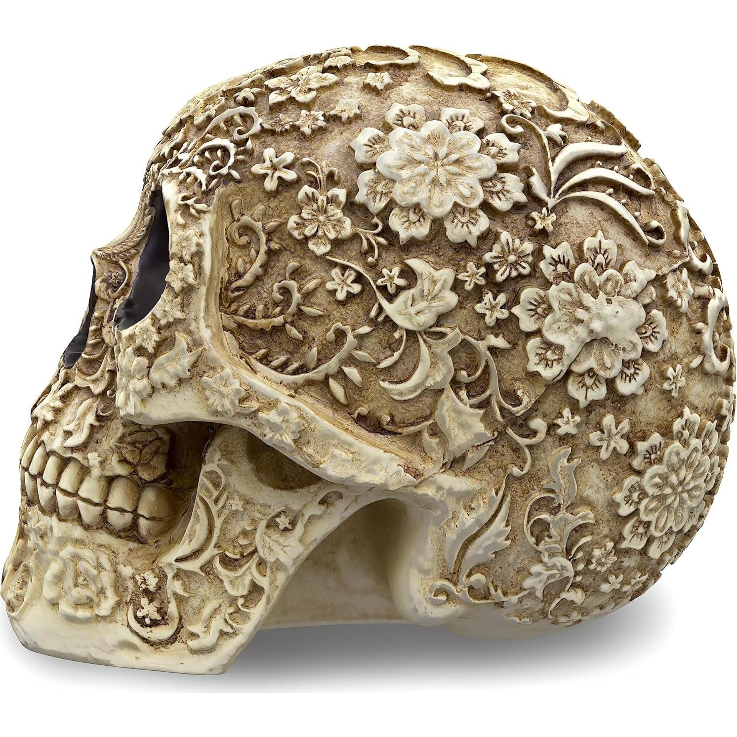 Calavera de Resina Natural READAEER 19.3x14.2x15.5 cm Decoración