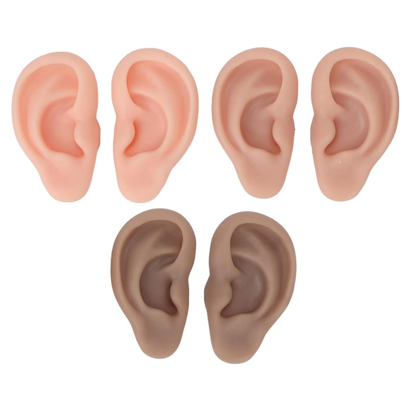 Modelo de Oreja de Silicona FILFEEL - 3 Pares para Práctica de Perforación