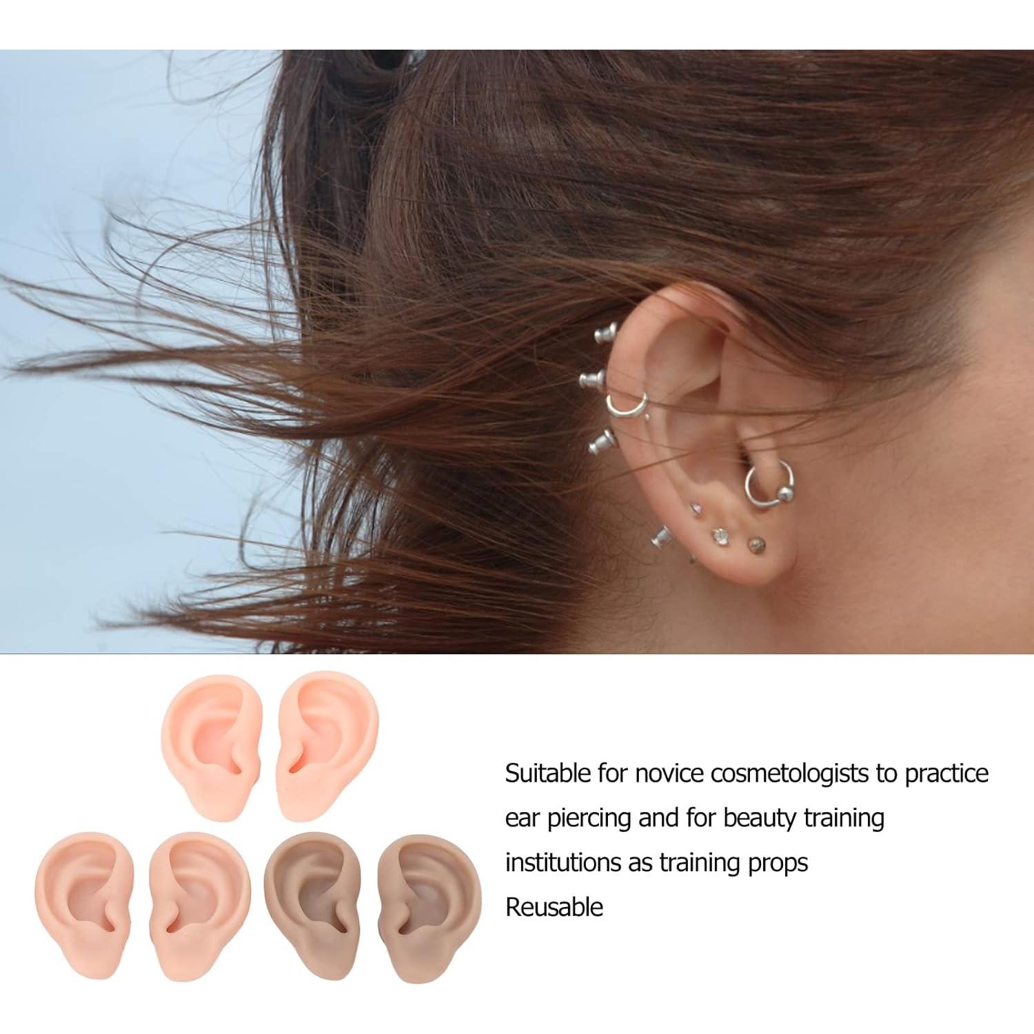 Modelo de Oreja de Silicona FILFEEL - 3 Pares para Práctica de Perforación