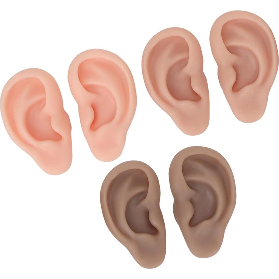 Modelo de Oreja de Silicona FILFEEL - 3 Pares para Práctica de Perforación