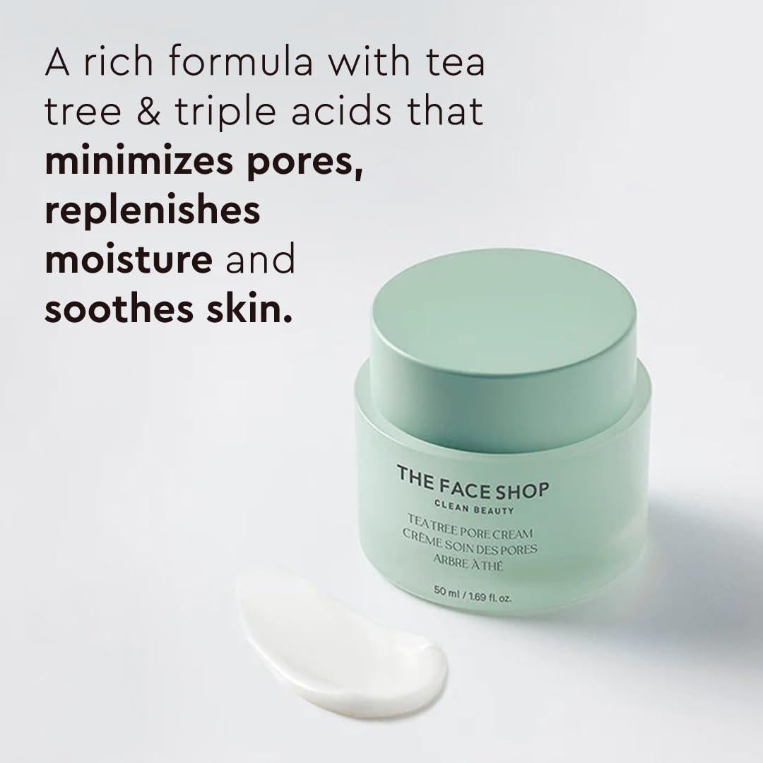 Crema Hidratante de Poros The Face Shop - Árbol de Té - AHA BHA PHA