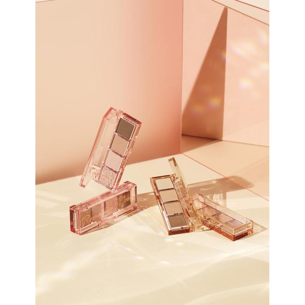 Nature Republic Daily Basic Palette (03 Cool Pink) Eyeshadow 4 Shades Matte Nude, Glitter&Shimmer, Highlighter Contour & Blush, travel size mini korean skincare beauty face makeup kit gifts for women