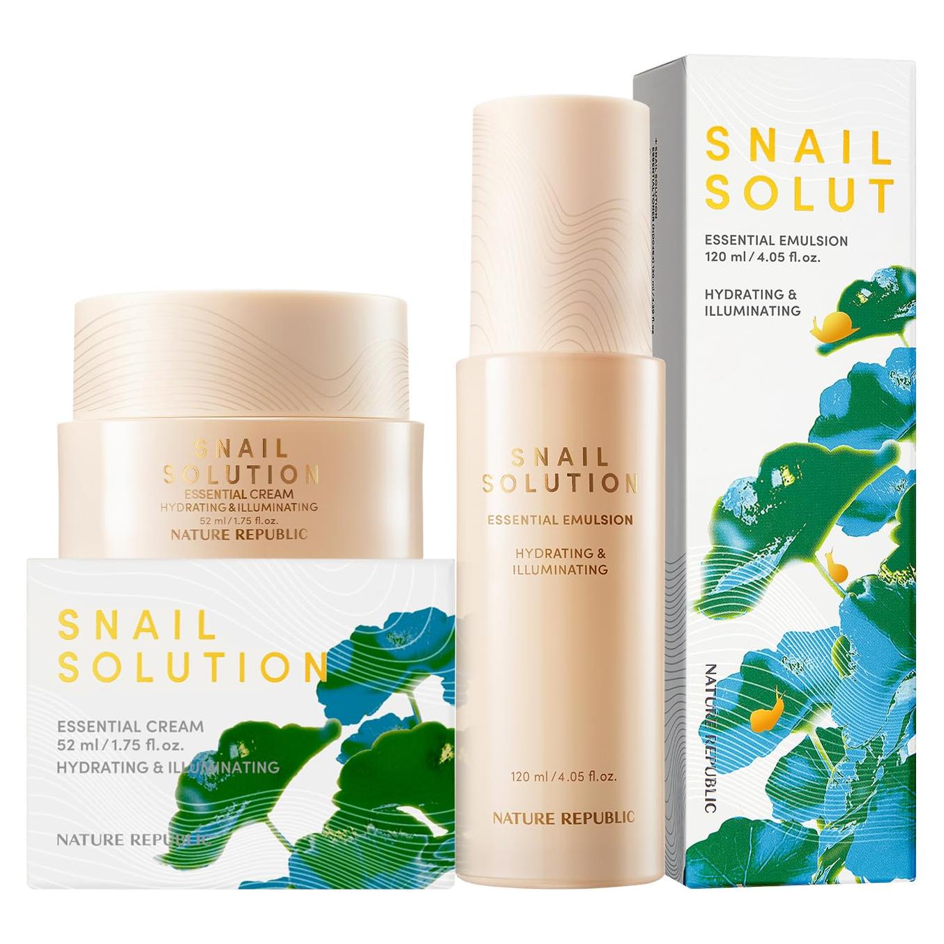 Conjunto de Crema y Tónico de Mucina de Caracol Nature Republic - Hidratante Facial con Niacinamida