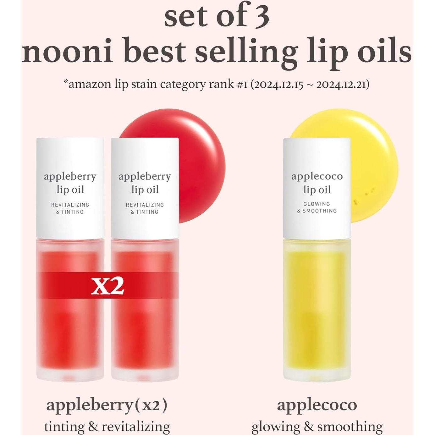 Conjunto de Aceite Hidratante para Labios NOONI - 3 Piezas