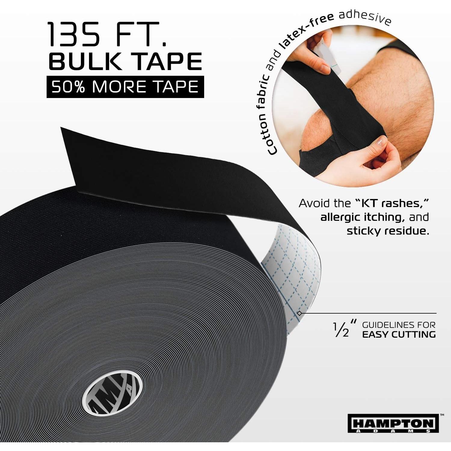 Cinta de Kinesiología Hampton Adams 135 pies Negra Hipoalergénica