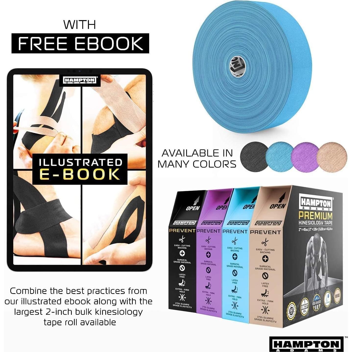 Cinta de Kinesiología Hampton Adams 135 pies Negra Hipoalergénica