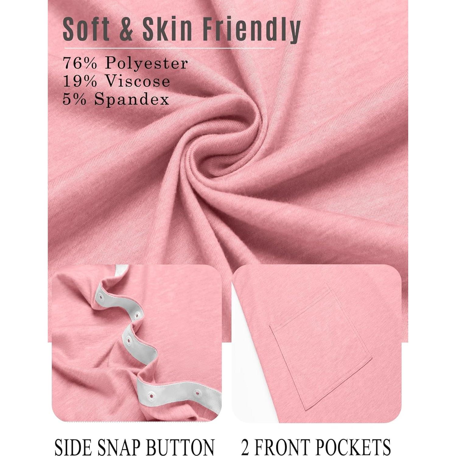 Vestido Tear Away Deyeek para Mujeres Post Cirugía Hombro Rosa