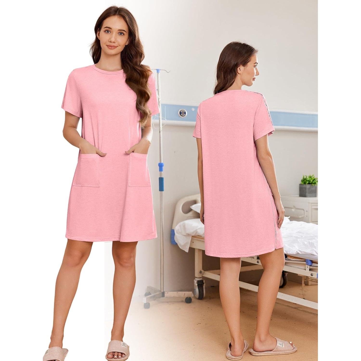 Vestido Tear Away Deyeek para Mujeres Post Cirugía Hombro Rosa