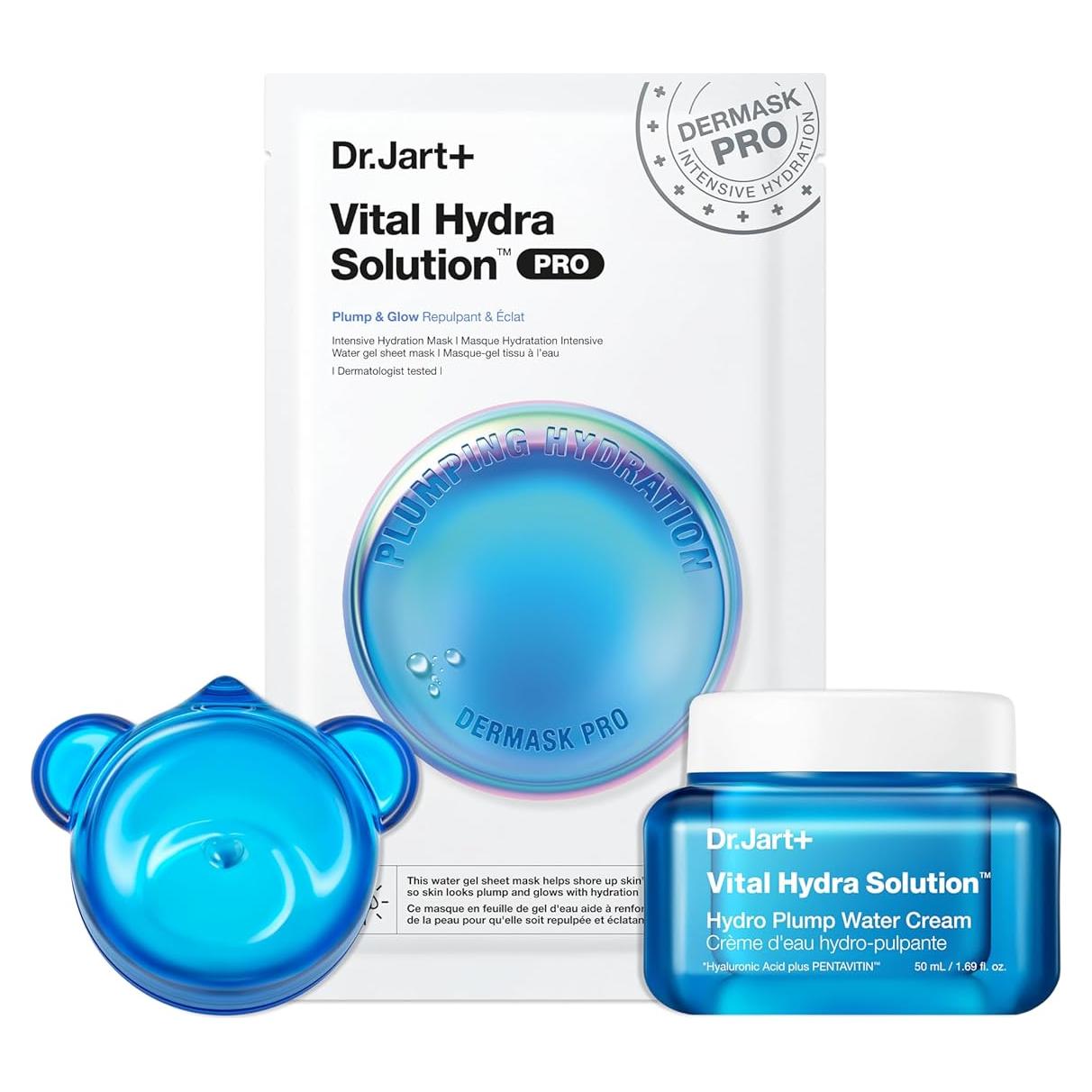 Trío Hidratante Dr.Jart+ Vital Hydra Solution - Mascarilla Facial, Crema y Gel Labial