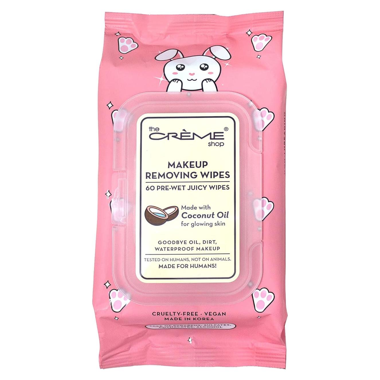 Toallitas Desmaquillantes The Crème Shop con Aceite de Coco - 60 Unidades