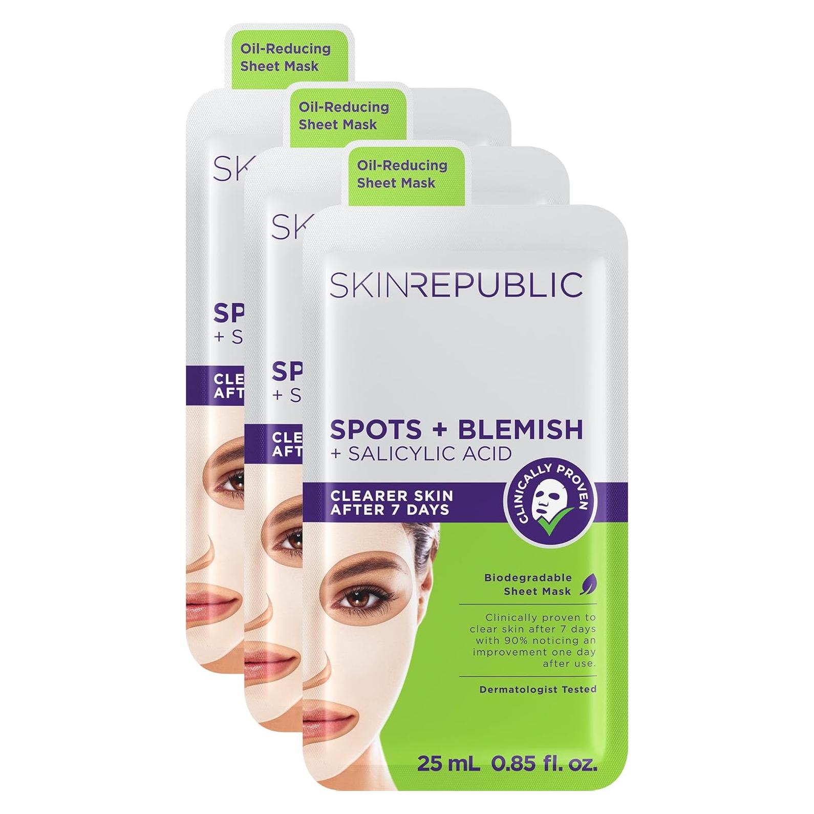 Máscara de hoja Skin Republic Spots + Blemish 3 unidades