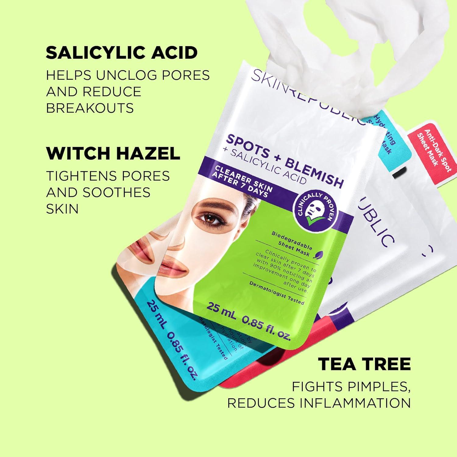 Máscara de hoja Skin Republic Spots + Blemish 3 unidades