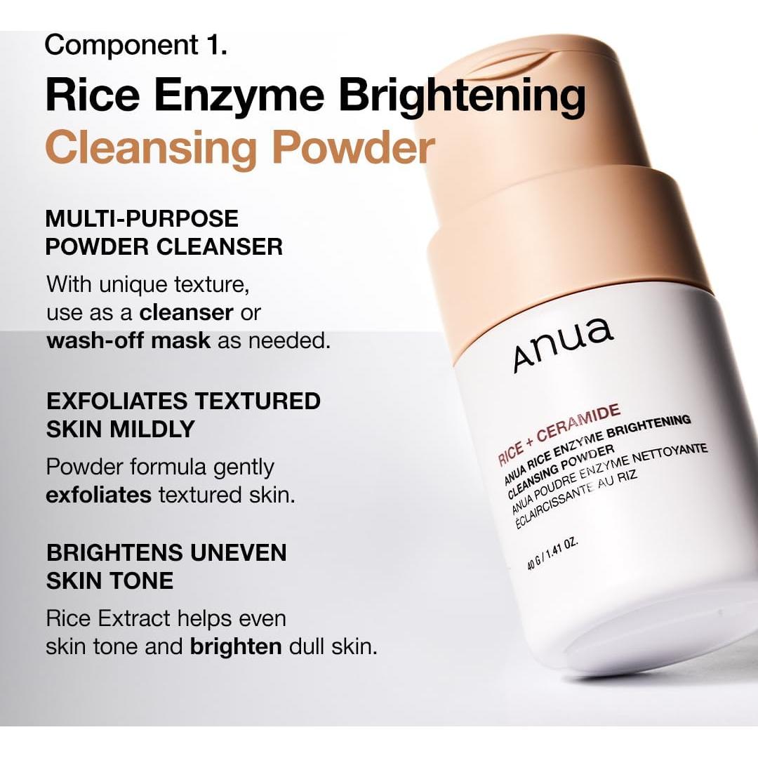 Conjunto de Cuidado Facial Anua: Polvo Limpiador y Tónico Hidratante