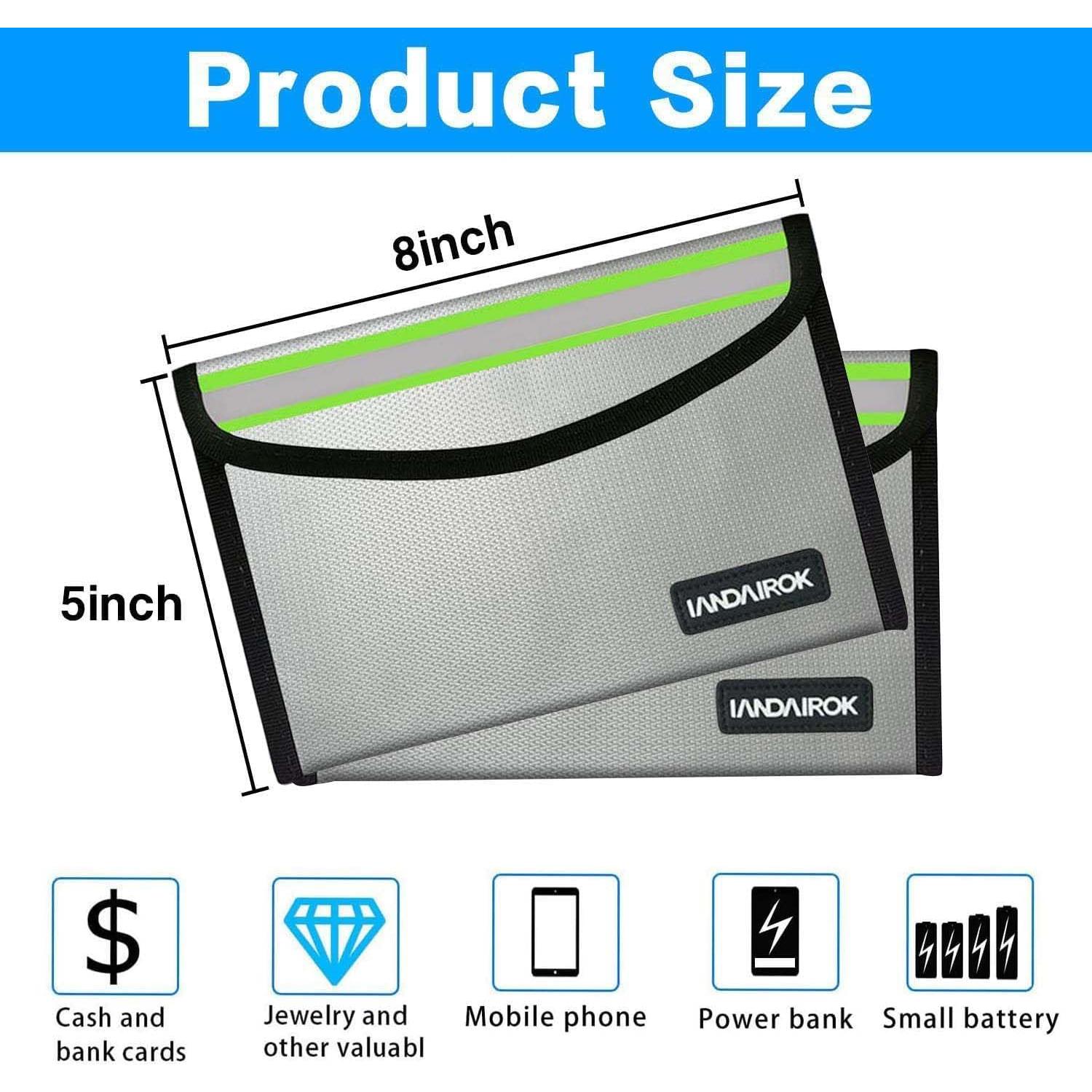 Bolsa a Prueba de Fuego IANDAIROK 13x20cm Plata 2 Piezas