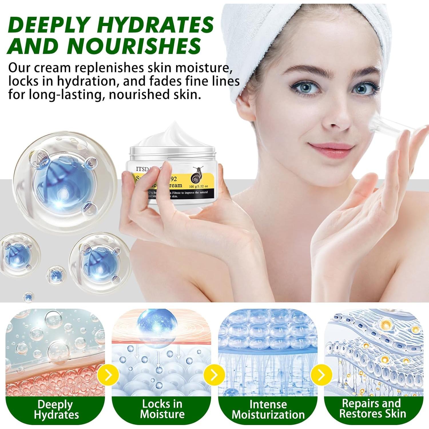 Crema Reparadora de Mucina de Caracol 92% 100g - Hidratante Facial