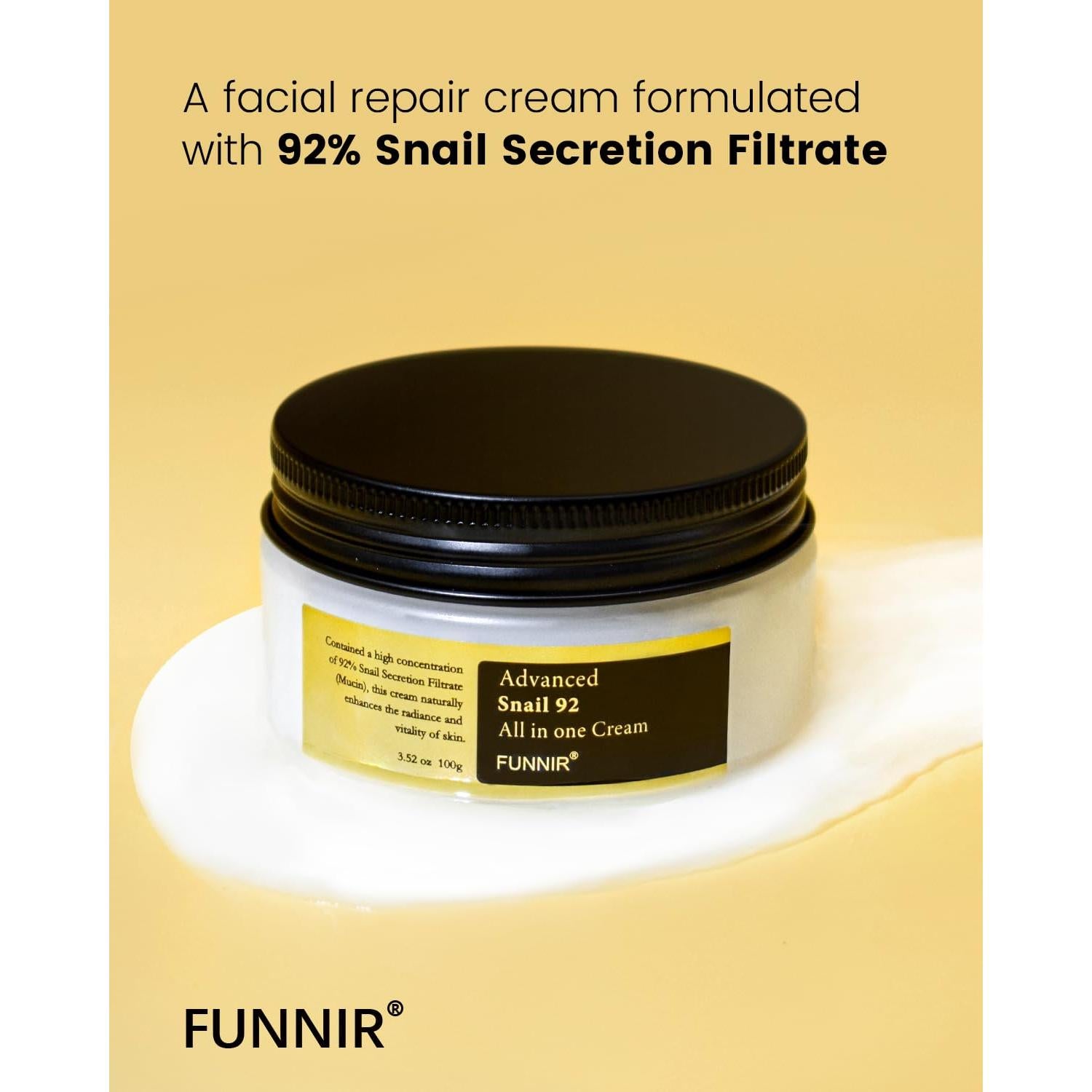 Crema Hidratante Facial FUNNIR 92% Mucina de Caracol 100g