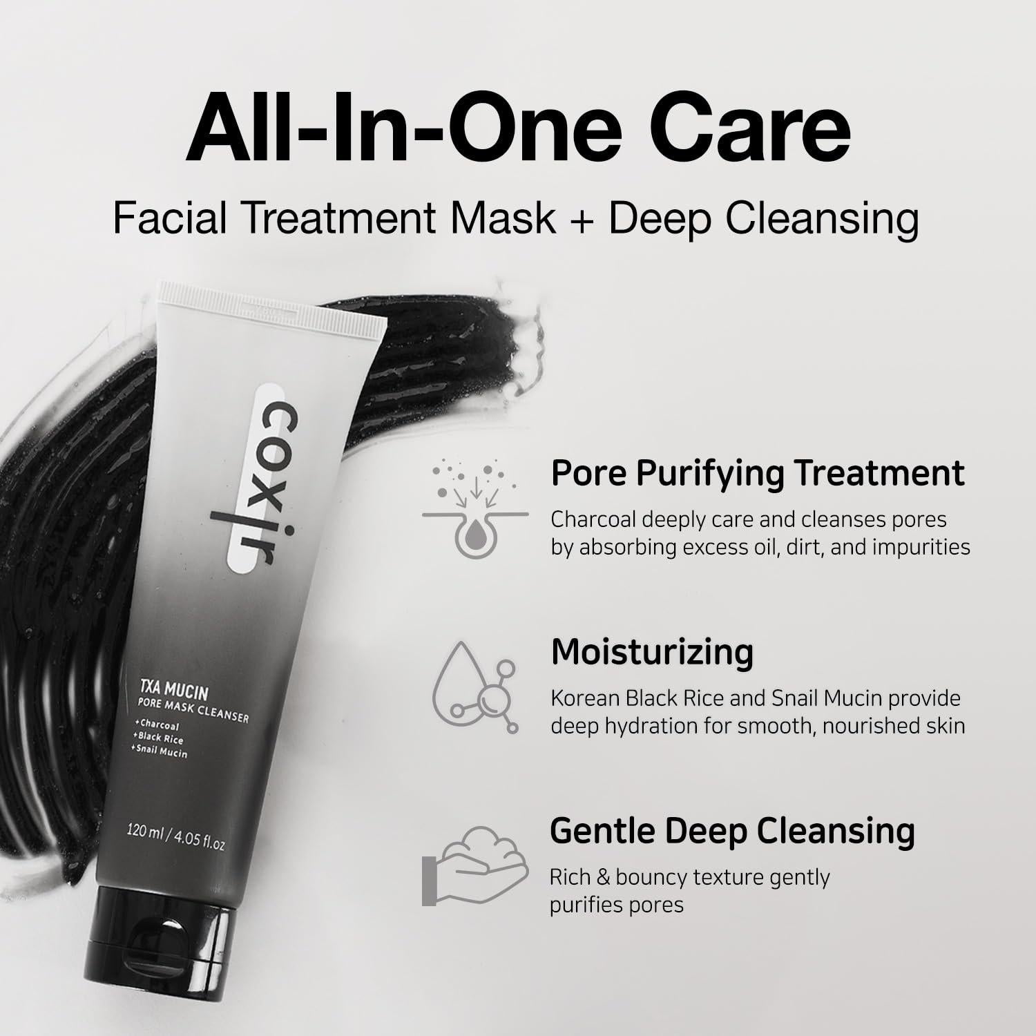 Mascarilla de Poros Coxir TXA MUCIN 120 ml - Gelato Carbón + Caracol