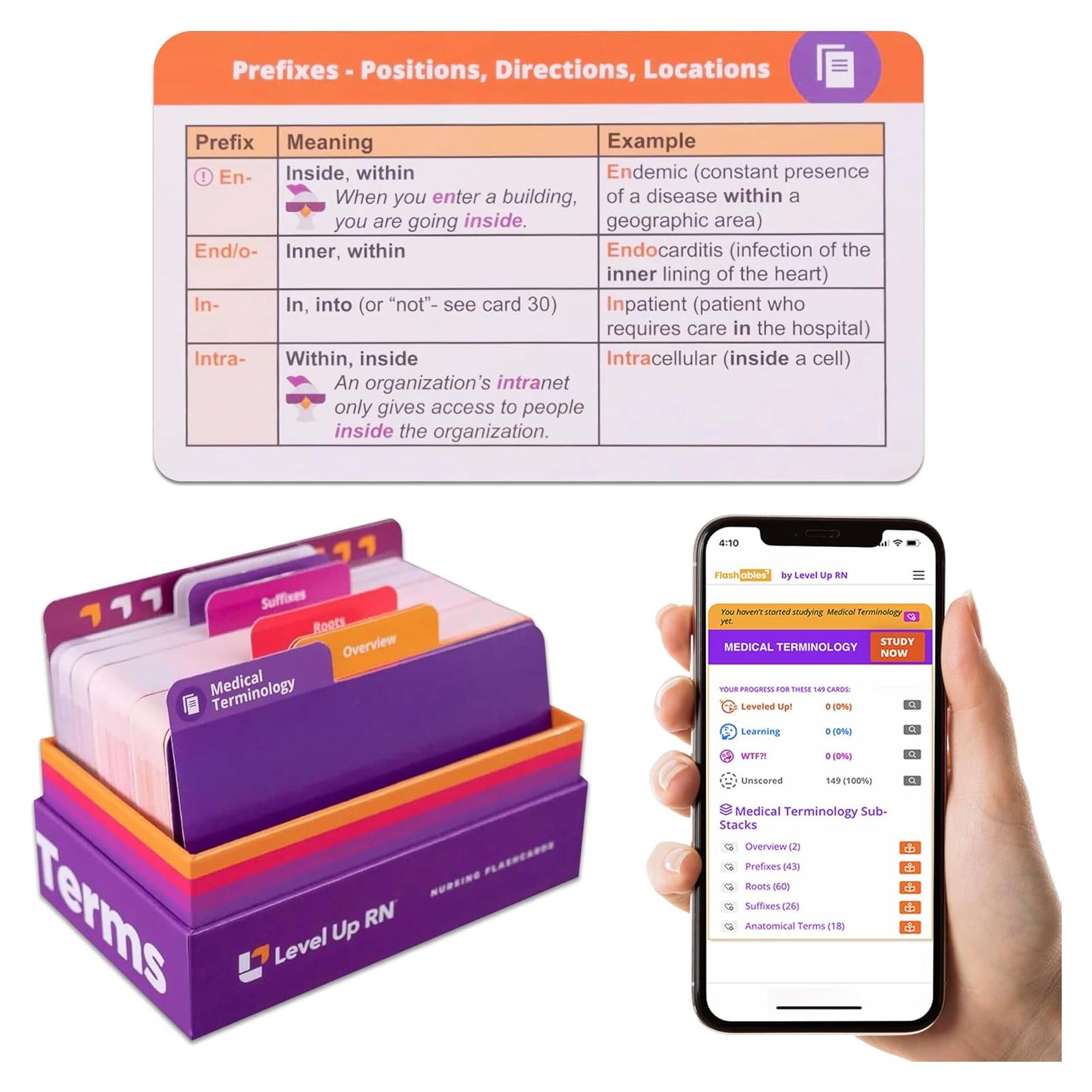 Tarjetas de Memoria de Terminología Médica Level Up RN - 559 Términos Clave