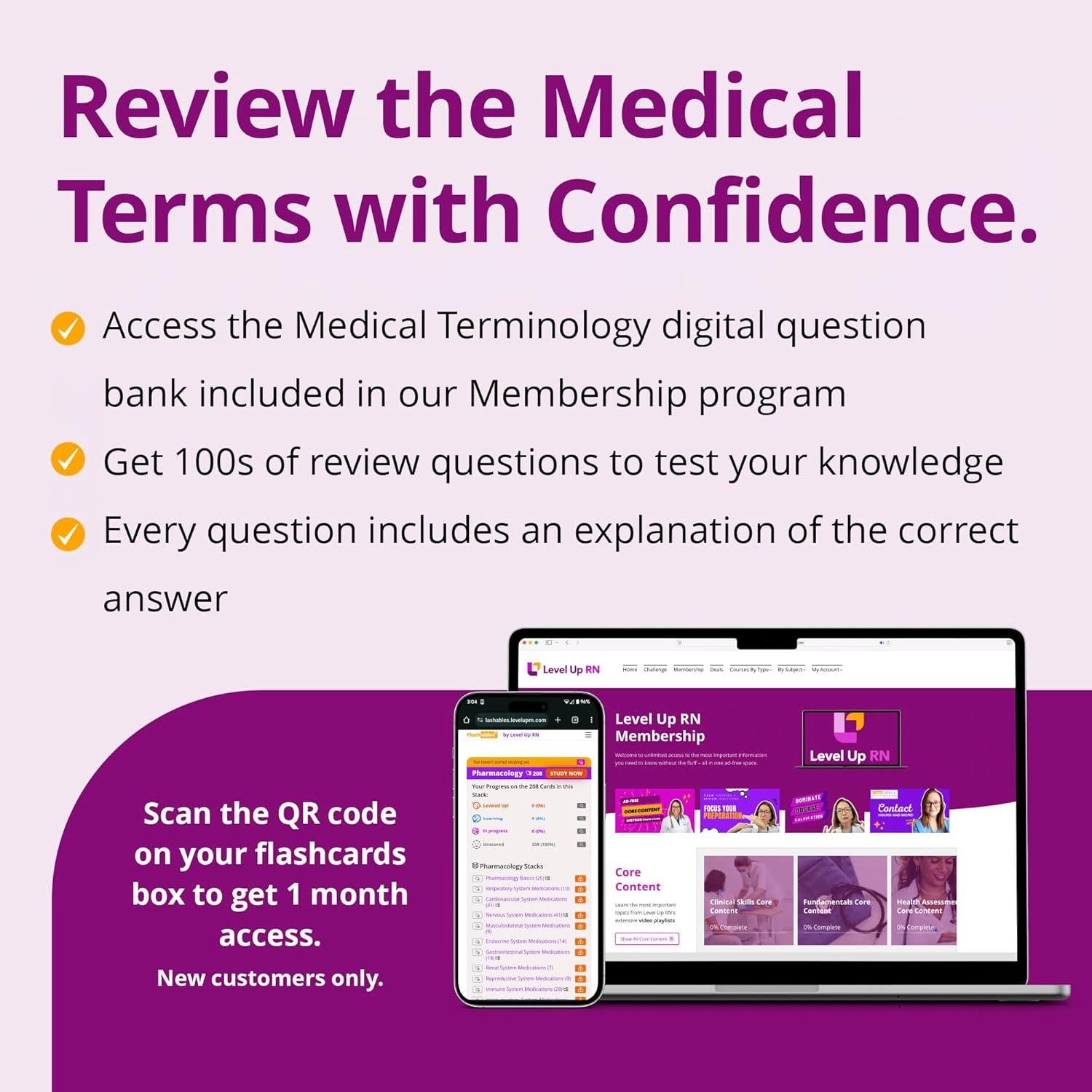 Tarjetas de Memoria de Terminología Médica Level Up RN - 559 Términos Clave