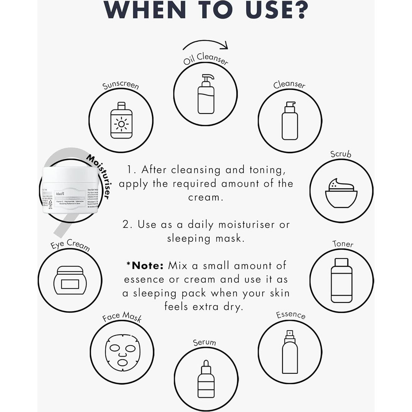 Máscara de Vitamina E DearKlairs 14.79g Hidratante Noche