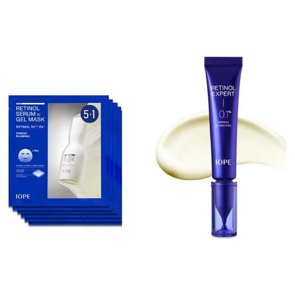 Suero Anti-Envejecimiento IOPE Retinol 0.1% + 6 Máscaras Gel