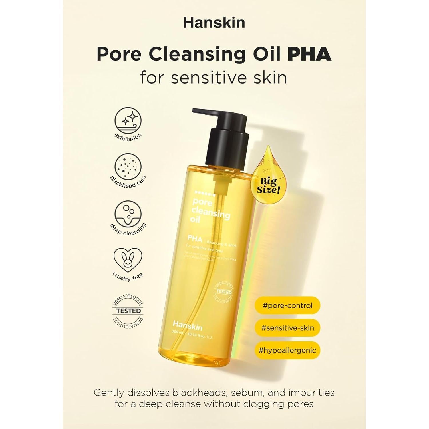 Hanskin Dúo de Doble Limpieza - Aceite PHA y Limpiador en Polvo Vitamina C