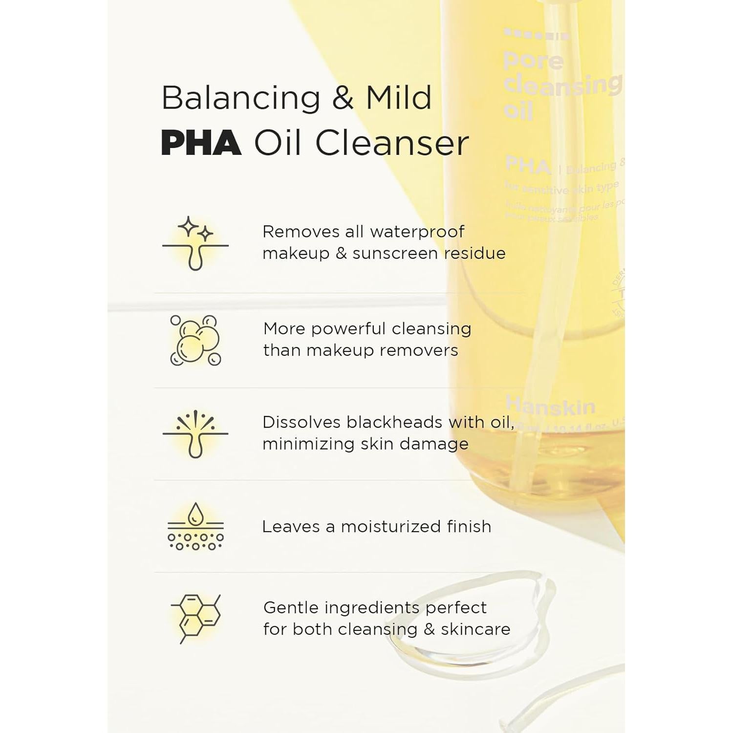 Hanskin Dúo de Doble Limpieza - Aceite PHA y Limpiador en Polvo Vitamina C