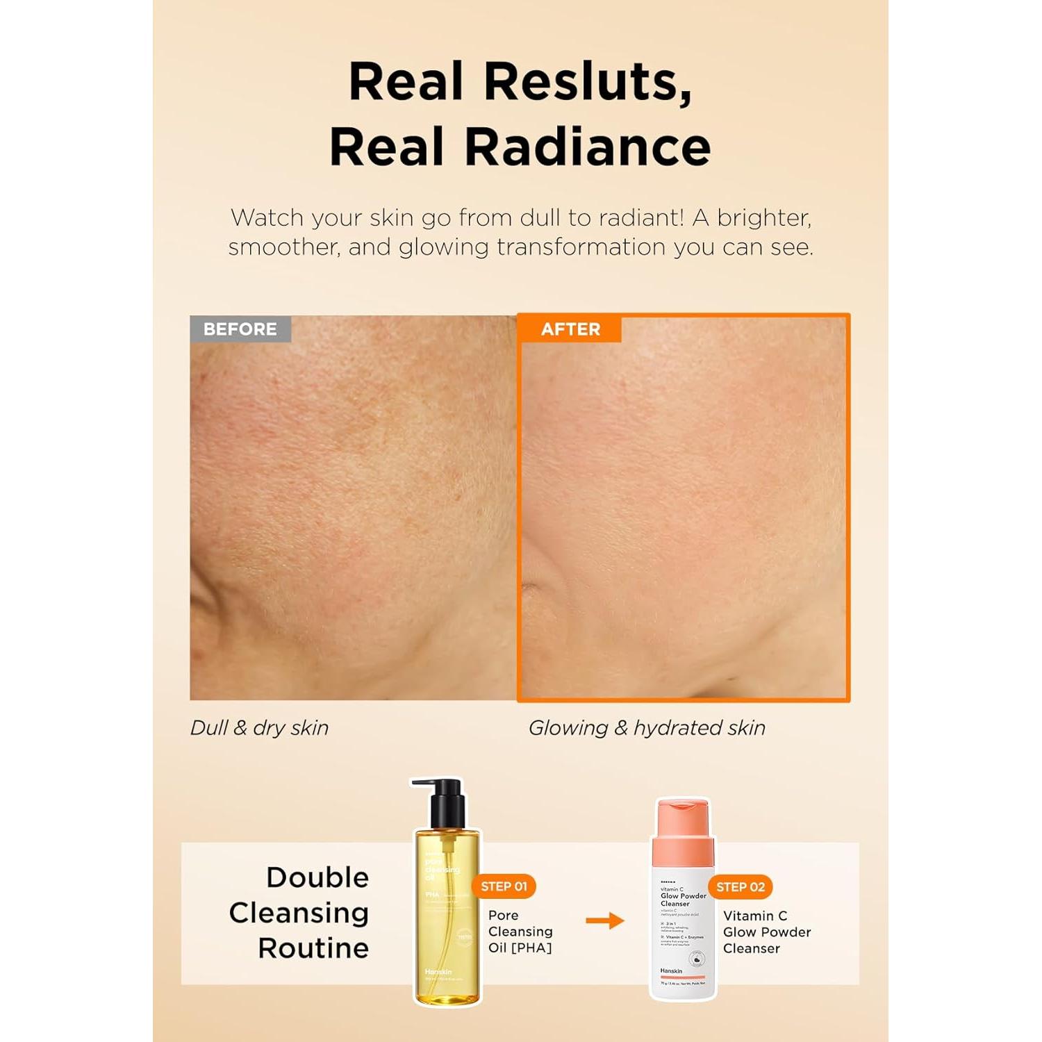 Hanskin Dúo de Doble Limpieza - Aceite PHA y Limpiador en Polvo Vitamina C